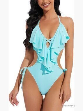 Flounce Cutout One Piece Swimsuit Monokini Bathing Suit